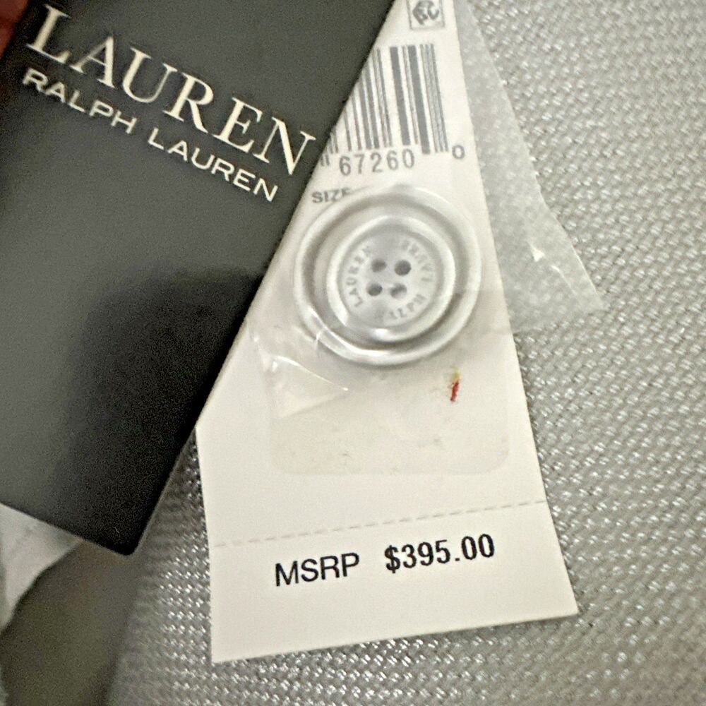 Lauren Ralph Lauren Women's Foiled Linen-Cotton Blazer Silver Foil Light Gray 6 - Picture 9 of 13